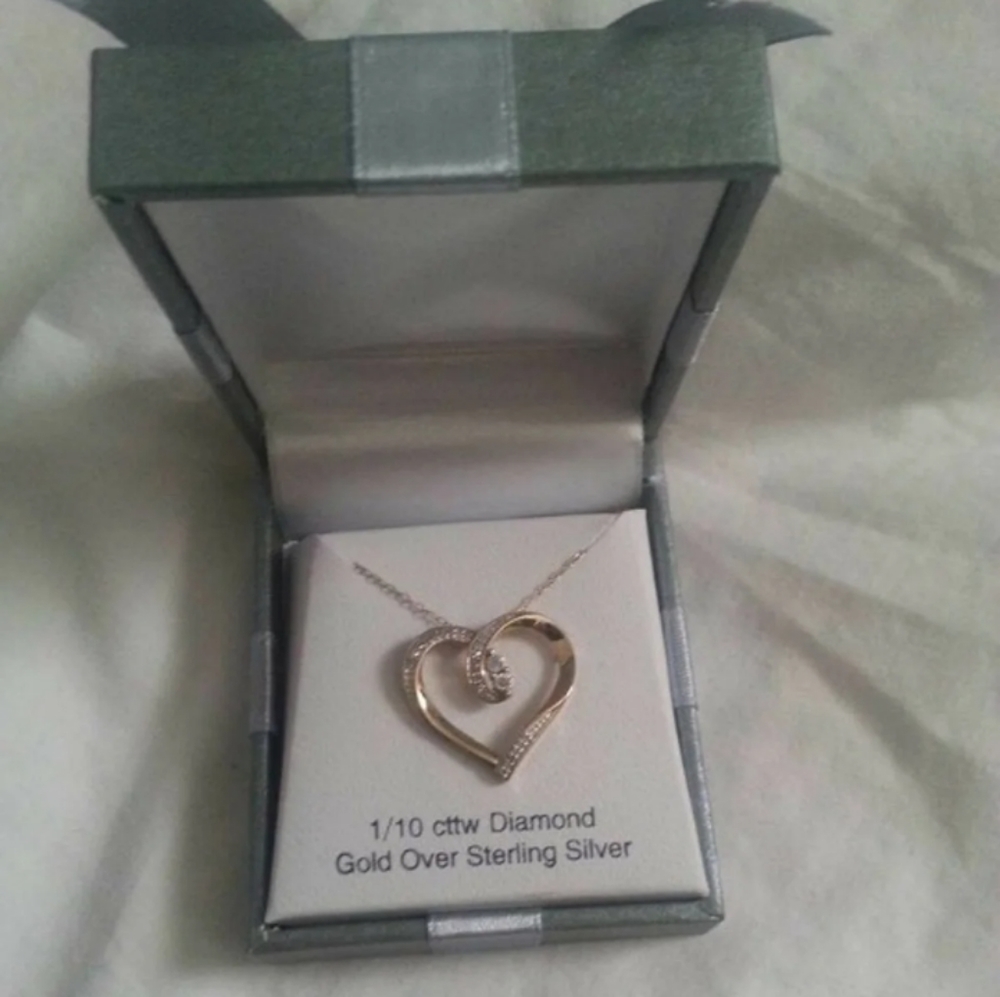 Gold Over Silver Heart Pendant Necklace